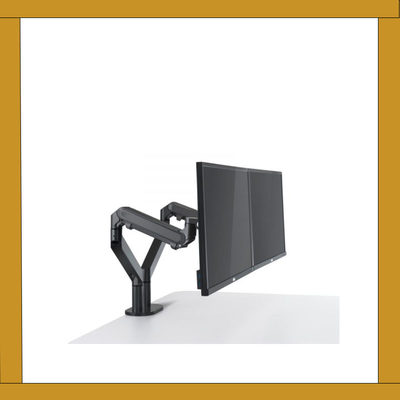 ขายึดจอคู่ปรับระดับสปริงก๊าซ Height Adjustable Dual Monitor