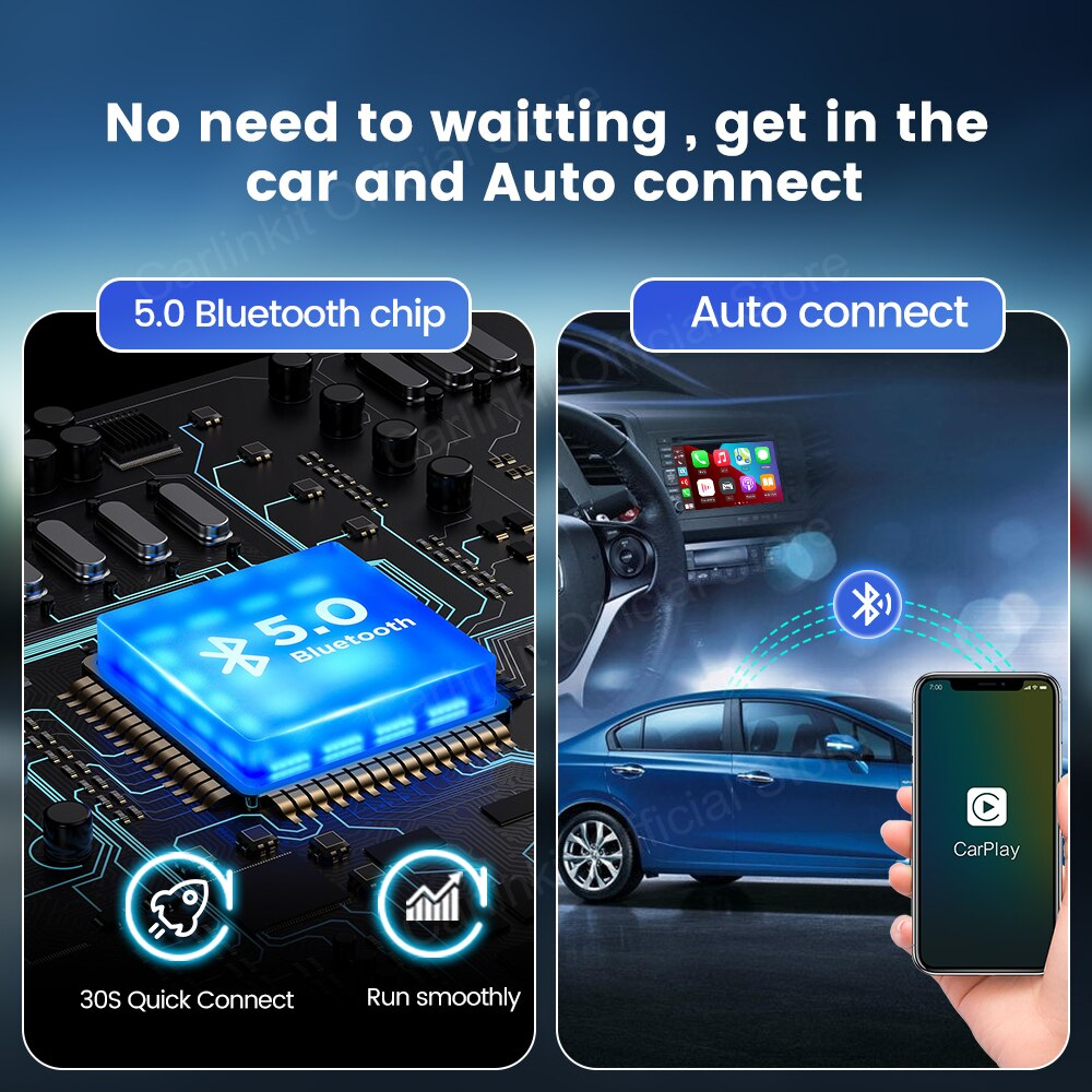 Carlinkit 4.0-Wireless Apple CarPlay and Android auto Dongle for Factory Wired CarPlay