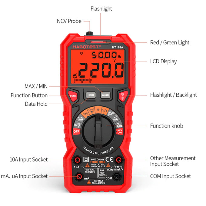 HABOTEST HT118A Digital Auto Range Multimeter