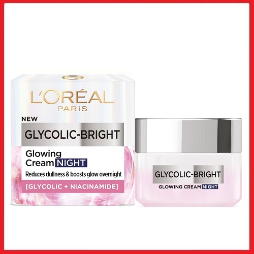 ลอรีอัล ไกลโคลิค-ไบรท์ โกลว์อิ้ง ครีม ไนท์ L'oreal Glycolic-Bright Glowing Cream Night ( ไกลโคริค + ไนอาร์ซินาไมด์ ) 50 มล.