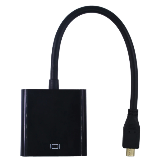 สาย Micro HDMI TO VGA Adapter Cable HDMI Digital To Analog Audio Converter Male To Female Display port For Projector PC (สีดำ)