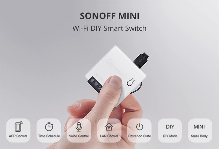 สมาร์ทสวิทช์ไร้สาย Sonoff ฺMini - สั่งผ่านมือถือ WiFi Smart Switch for Smart Home (อับโหลดโปรแกรมใหม่ได้)
