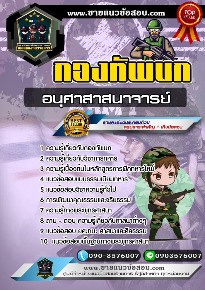 สรุปแนวข้อสอบอนุศาสนาจารย์ กองทัพบก (ใหม่)