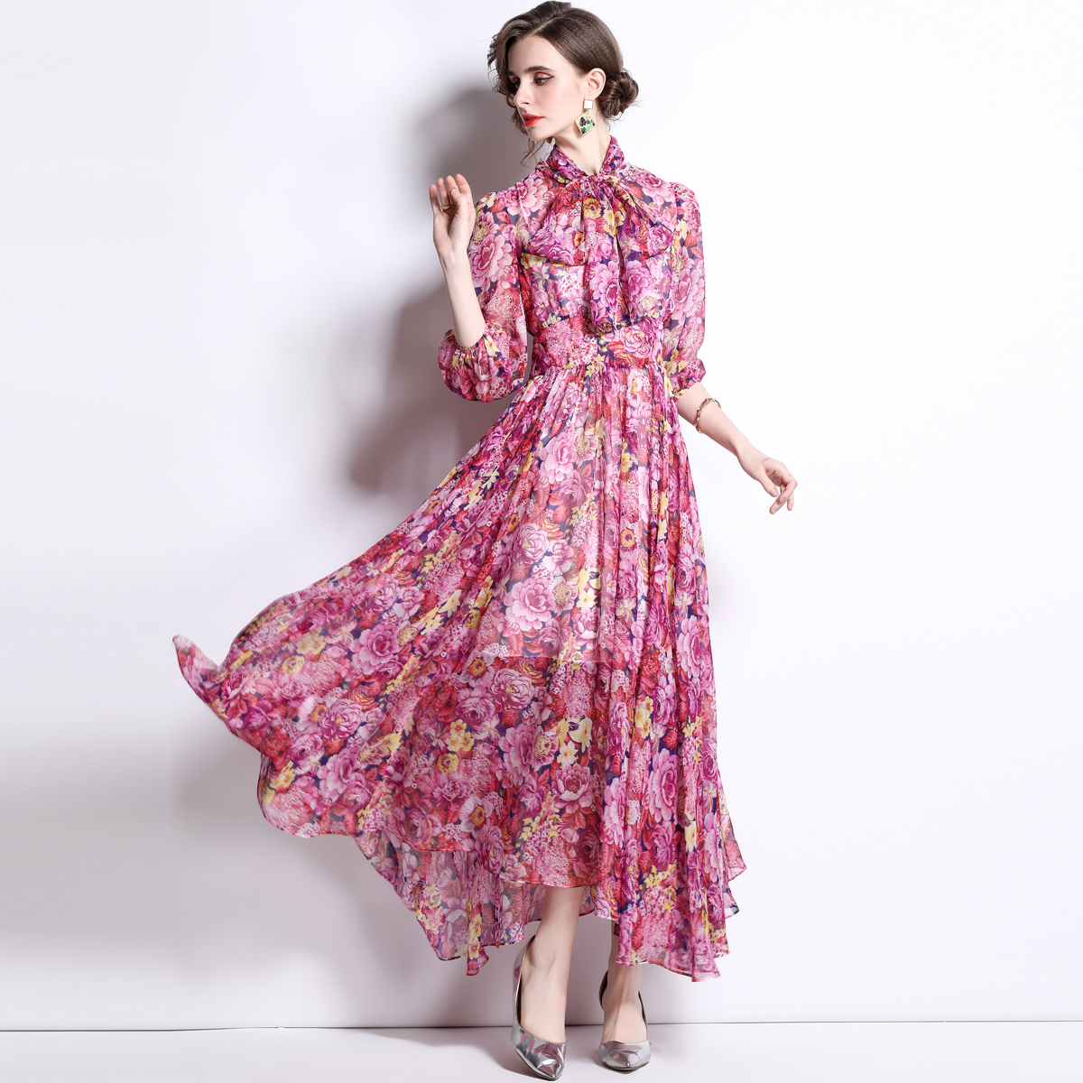 ชุดเดรสยาวสวยๆ ชุดเดรสยาวใส่สบาย ใส่ทำงาน มีขนาดS M L XL 2XL