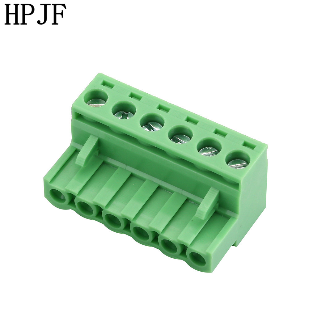 6 Pin Right Angle Line Terminal Plug Type 300V 15A 5.08mm Pitch Connector Pcb Screw Terminal Block