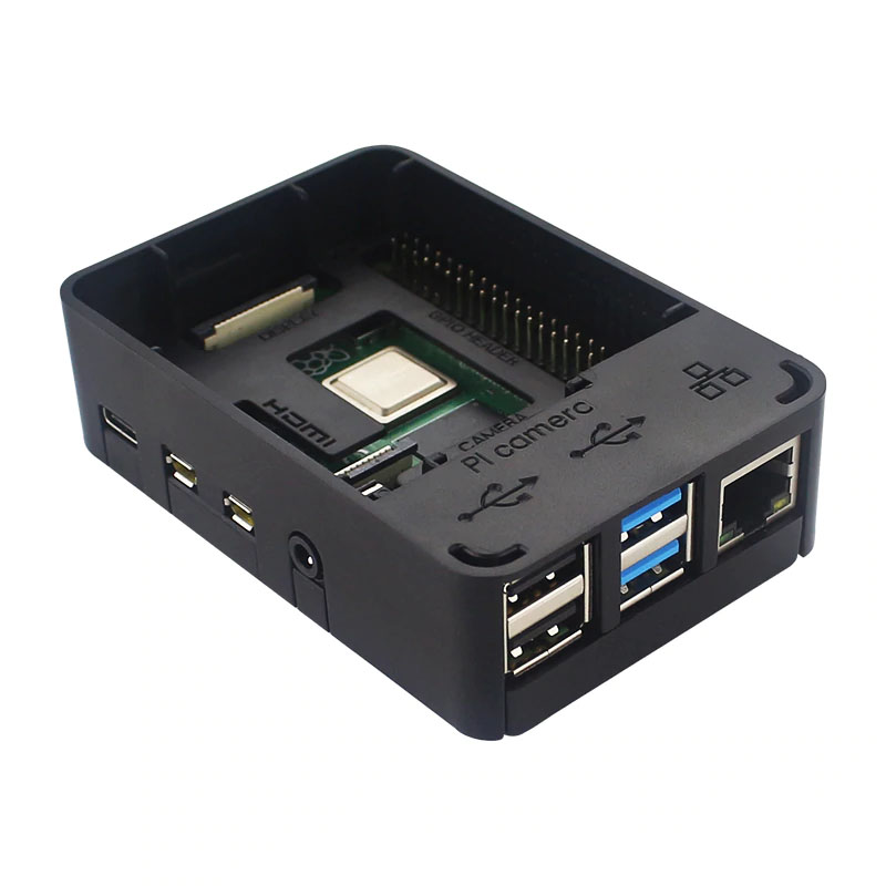 Raspberry Pi 4 Case Cover Shell Enclosure Box สีดำ แท้ Made in the UK มีช่องสำหรับสาย GPIO สายกล้อง มีปุ่มกันลื่น