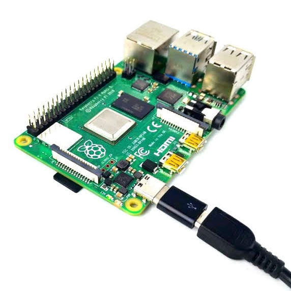 แจ๊คแปลงหัว Micro USB เป็น Micro USB Type C สำหรับ Raspberry Pi 4 เพื่อให้สามารถใช้กับ Adapter เดิม ของ Raspberry Pi3 ได้