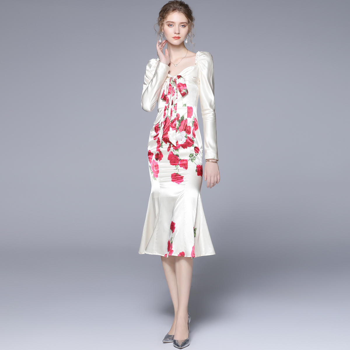 ชุดเดรสยาวสวยๆ ชุดเดรสยาวใส่สบาย ใส่ทำงาน มีขนาดS M L XL 2XL