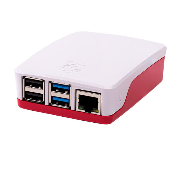 Raspberry Pi 4 Case แฟนซี สีขาว-แดง มีปุ่มกันลื่น สำหรับ Pi4 1GB, Pi4 2 GB และ Pi4 4GB ของแท้ Made in the UK