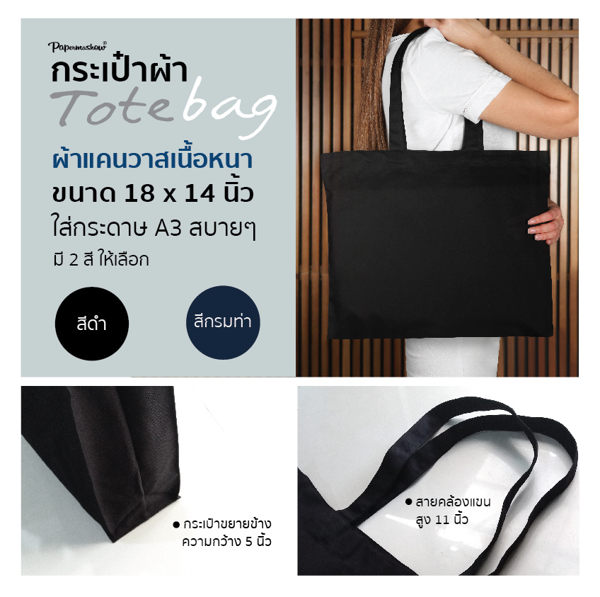 กระเป๋าผ้าแคนวาสเนื้อหนา กระเป๋าใบใหญ่ใส่ A3 /Tote bag /canvas bag