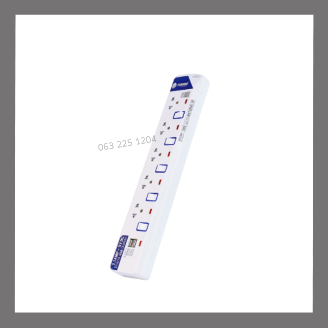 รางปลั๊กไฟToshino 5ช่อง5สวิตซ์ 2USB ยาว3เมตร ET-915USB