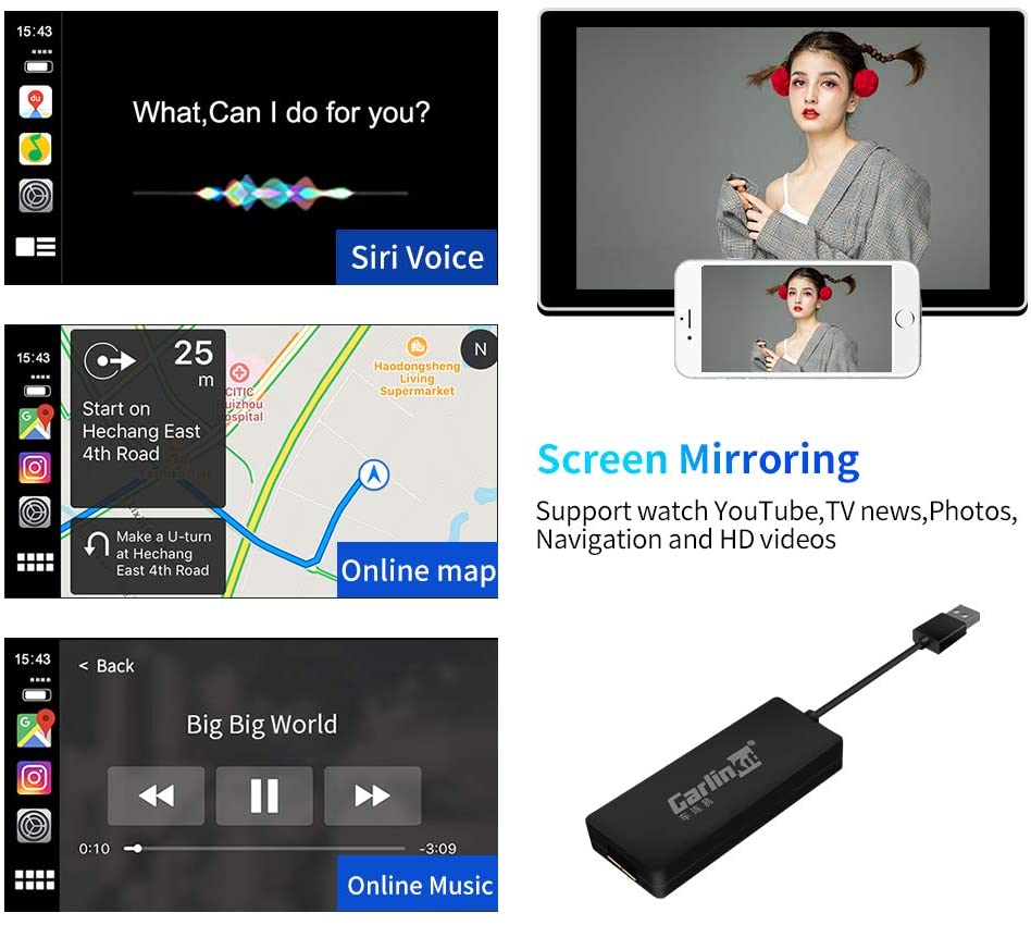 Carlinkit android auto apple carplay dongle เชื่อมต่อกับจอAndroid ตั้งแต่ version5+