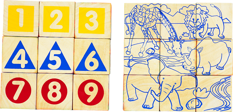 ของเล่นเด็ก จิ๊กซอว์ไม้ ตัวต่อไม้ ประเภทลูกเต๋าสัตว์ป่าในซาฟารี