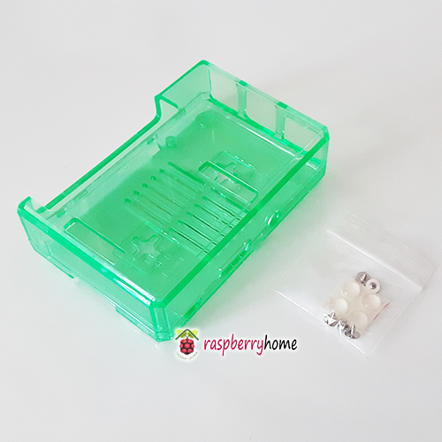 Raspberry Pi 3 Case Cover Shell Enclosure Box สีเขียวโปร่งใส มีปุ่มกันลื่น มีช่อง GPIO