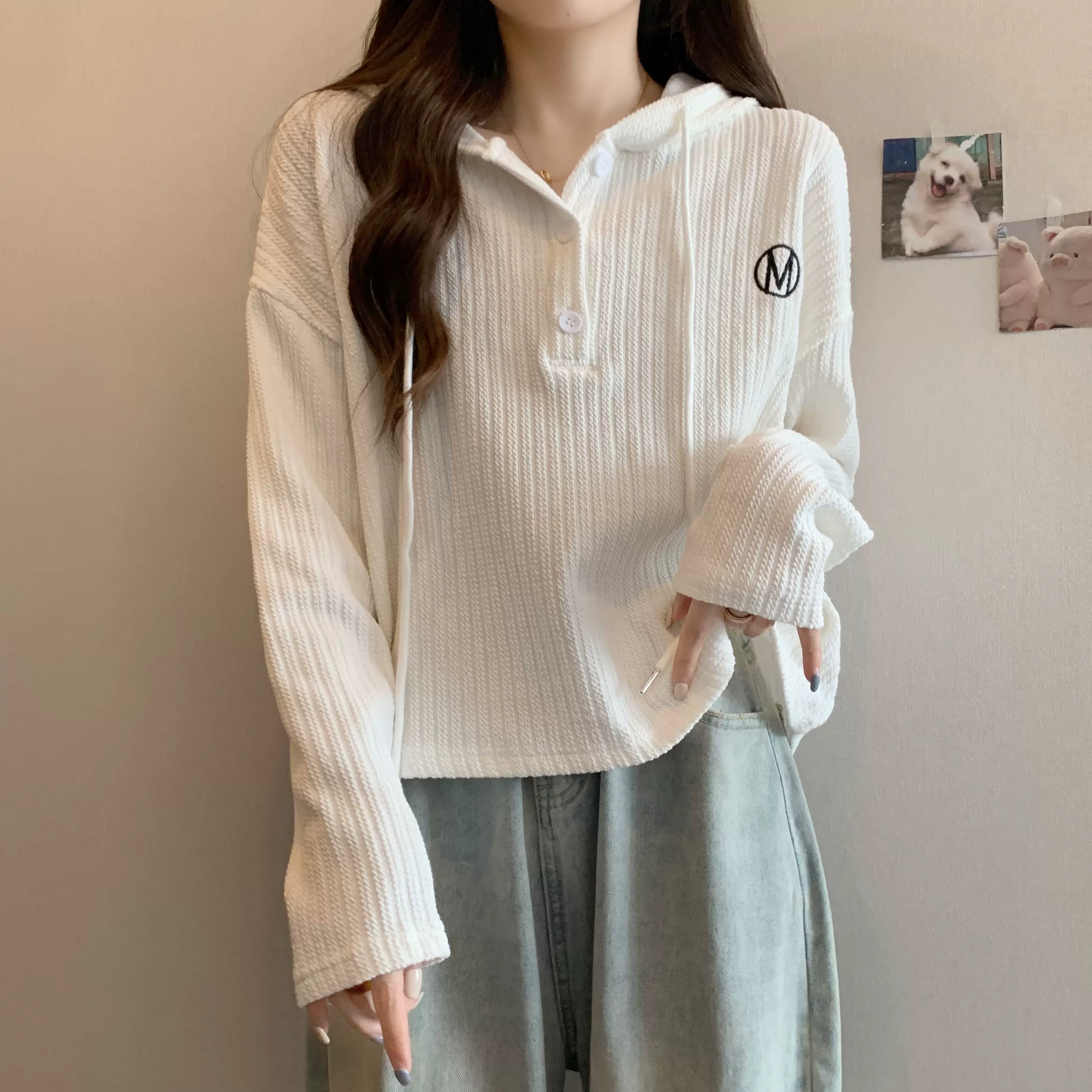 เสื้อยืดแขนยาว มีฮู้ด มีขนาด S M L XL สนใจทักแชท