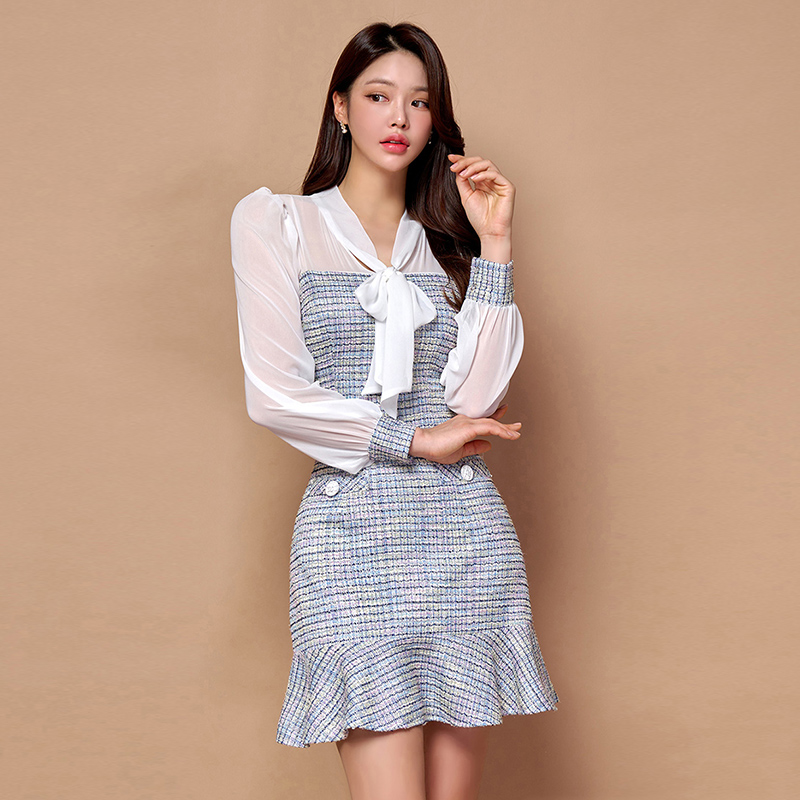 ชุดเดรสยาวสวยๆ สไตล์เกาหลี มีขนาด S M L XL สนใจทักแชท