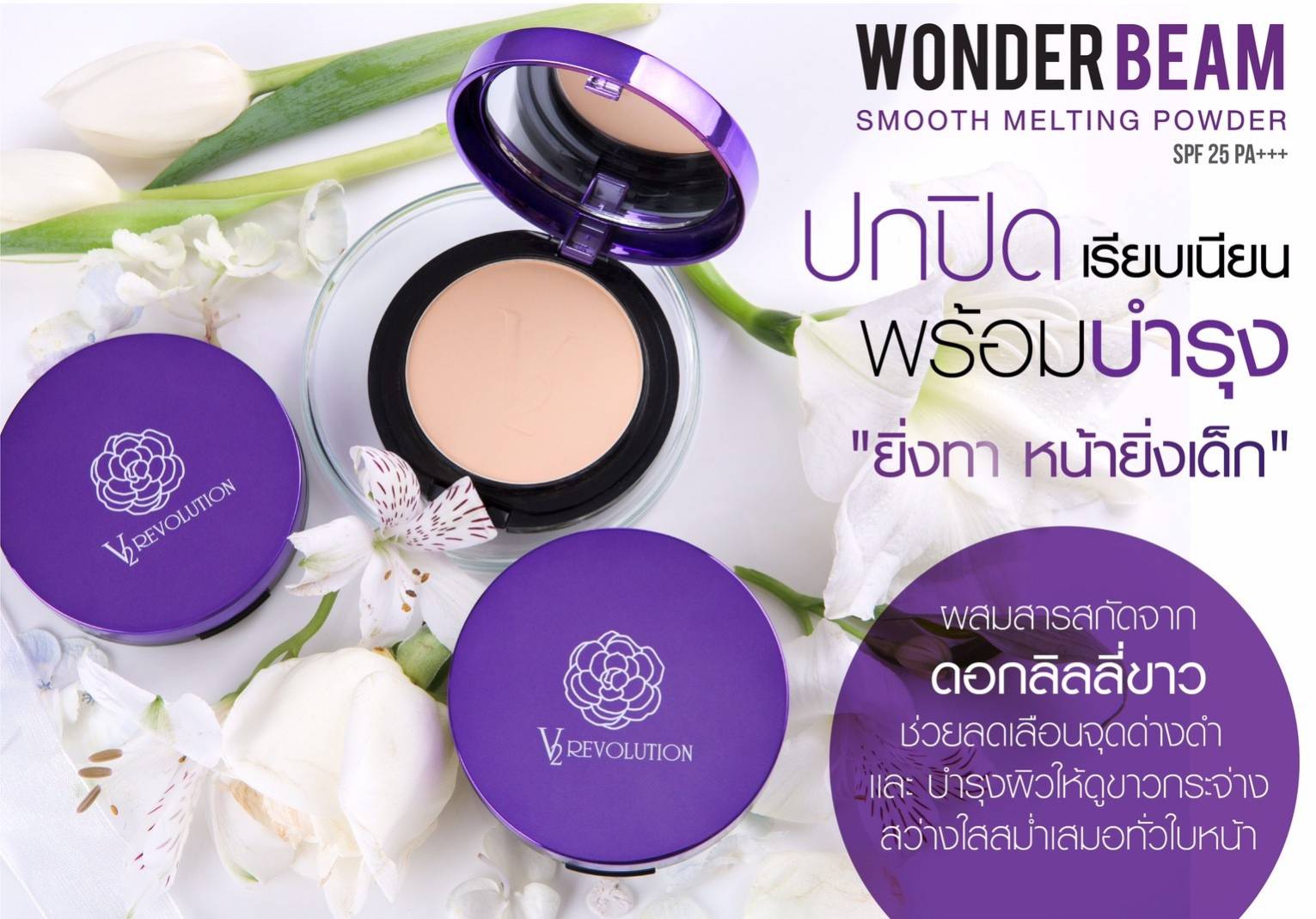 Wonder Beam Smooth Melting Powder SPF 25 PA +++ ( แป้งพัพหน้าเด็ก ) ยิ่งทาหน้ายิ่งเด็ก หน้าเด้ง เนียนใส