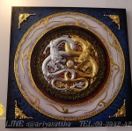 รูปมังกรเงิน มังกรทอง ภาพมงคล ขนาด 80x80 cm.ตกแต่งบ้าน ของขวัญขึ้นบ้านใหม่ งาน handmade ภาพวาดปิดทองแต่งผนังบ้าน คอนโด