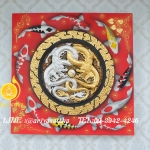 รูปปลาคราฟว่ายวน (เงินทองไหลเวียน) ล้อมมังกร ภาพมงคล ขนาด 80x80 cm.ตกแต่งบ้าน ของขวัญขึ้นบ้านใหม่ งาน handmade ภาพวาดปิดทองแต่งผนังบ้าน คอนโด