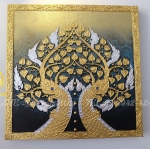 ภาพมงคล พญานาค หรือ นาค ต้นโพธิ์ ขนาด 60x60 cm.ตกแต่งบ้าน ห้องพระ ของขวัญขึ้นบ้านใหม่ งาน handmade ภาพวาดปิดทองแต่งผนังบ้าน คอนโด