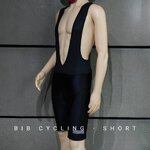 กางเกงปั่นจักรยานเอี๊ยมขาสั้น เป้าเจล ปลายขาซิลิโคนเจล