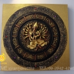 พระพิฆเนศมหาจักรพรรดิ ปาง 16 กร ภาพมงคล ขนาด 60x60 cm.ตกแต่งบ้าน ห้องพระ ของขวัญขึ้นบ้านใหม่ งาน handmade ภาพวาดปิดทองแต่งผนังบ้าน คอนโด สีทอง