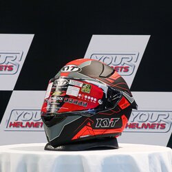 หมวกกันน็อค KYT HELMETS รุ่น R2R PRO LED MATT BLACK/RED