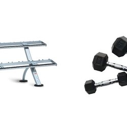 ดัมเบลหุ้มยางน้ำหนัก 27.50 - 50 กิโลกรัม พร้อมชั้นวาง