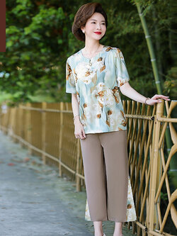 เสื้อผ้าผู้สูงอายุหญิง แฟชั่น เสื้อผ้าผู้หญิงวัย 60 มีขนาด XL-4XL