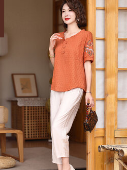 เสื้อผ้าผู้สูงอายุหญิง แฟชั่น เสื้อผ้าผู้หญิงวัย 60 มีขนาด XL-4XL