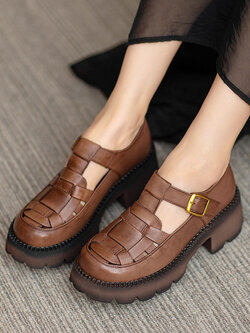 รองเท้าเท้าหนังวินเทจ 35 36 37 38 39 40