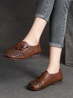 รองเท้าเท้าหนังวินเทจ 35 36 37 38 39 40