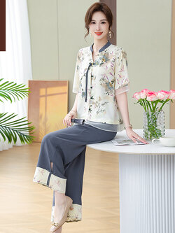 เสื้อผ้าผู้สูงอายุหญิง แฟชั่น เสื้อผ้าผู้หญิงวัย 60 มีขนาด XL-4XL