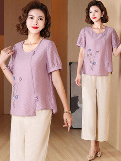 เสื้อผ้าผู้สูงอายุหญิง แฟชั่น เสื้อผ้าผู้หญิงวัย 60 มีขนาด XL-4XL