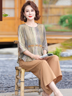 เสื้อผ้าผู้สูงอายุหญิง แฟชั่น เสื้อผ้าผู้หญิงวัย 60 มีขนาด XL-4XL