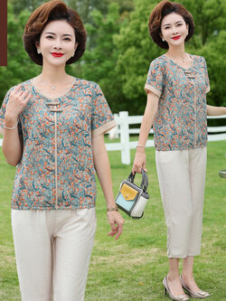 เสื้อผ้าผู้สูงอายุหญิง แฟชั่น เสื้อผ้าผู้หญิงวัย 60 มีขนาด XL-4XL