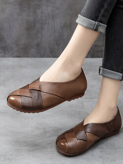 รองเท้าเท้าหนังวินเทจ 35 36 37 38 39 40