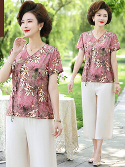 เสื้อผ้าผู้สูงอายุหญิง แฟชั่น เสื้อผ้าผู้หญิงวัย 60 มีขนาด XL-4XL