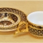 แก้วกาแฟเบญจรงค์ ทรงหูกรรไกร ลายพิกุลทอง ของขวัญ ของฝากที่ระลึก
