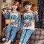 พร้อมส่ง ชุดนอนเด็กคอกลม พิมพ์ลาย ขายาว