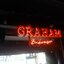#ป้ายอักษรซิงค์ยกขอบติดหลอดแก้วสีแสดแดงGRAHAM