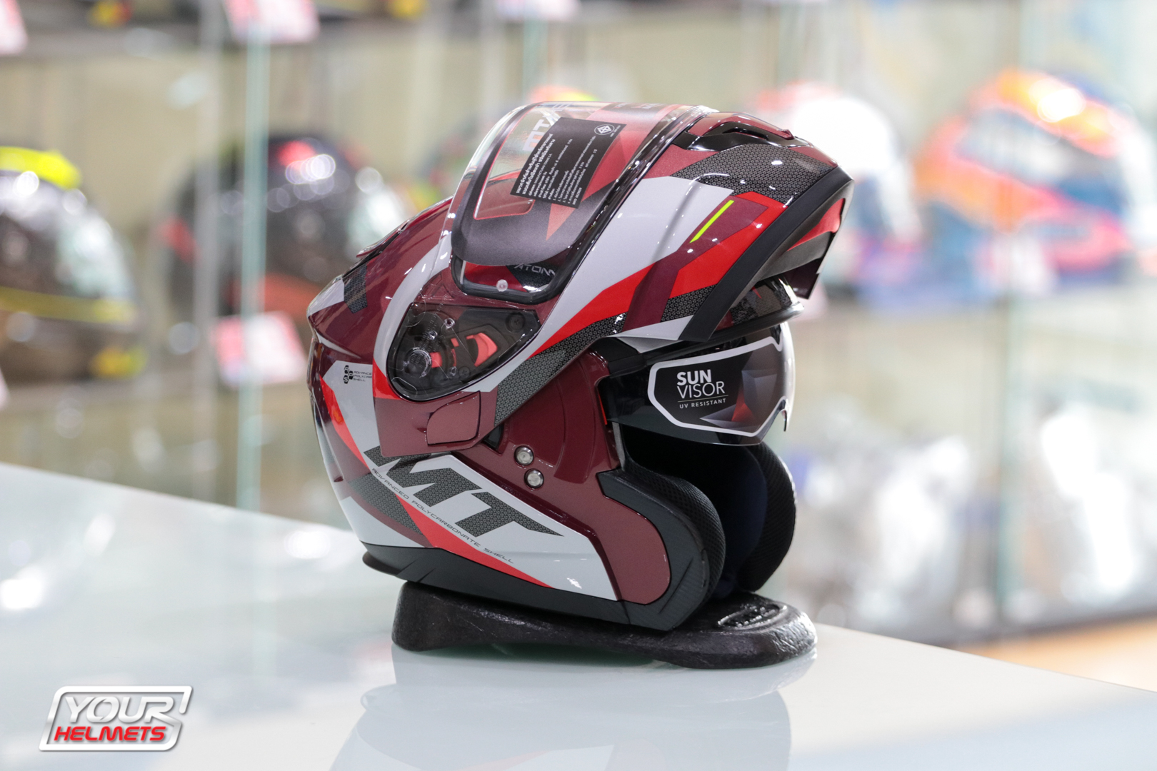 Caschi Mt Helmets Atom Sv Transcend E2 Gloss \u0026 Matt Grey L Apribili e  modulari revestida.com