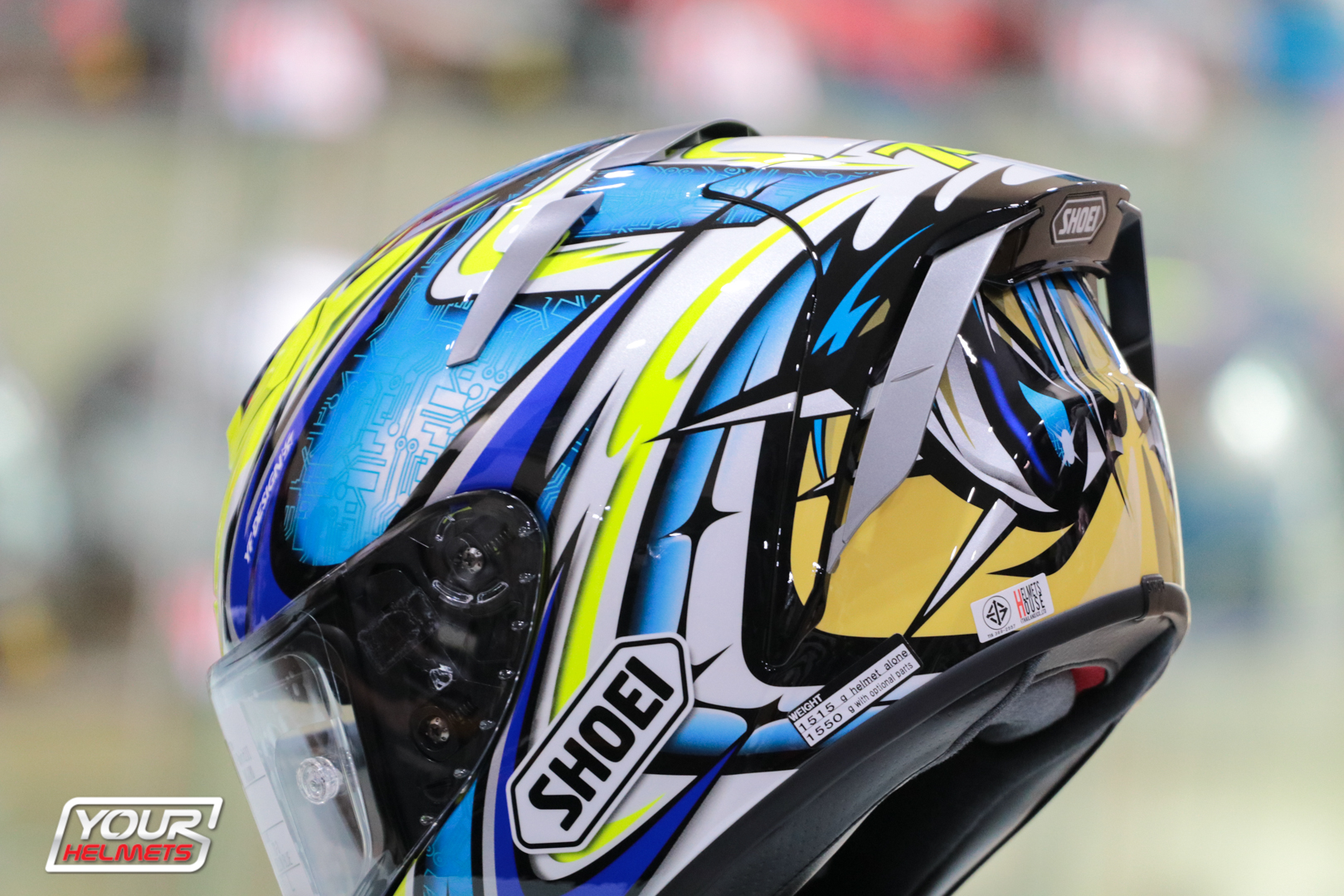 shoei 74 helmet YF Design Scale Model Red Yellow Blue – Autonity with wind tunnel Full Face Motorcycle Helmet SHOEI
